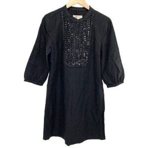 Michael Kors Womens Linen Black Beaded Dress